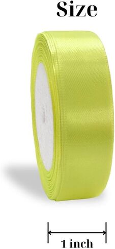 الشريط 1 بوصة كهربائية أصفر نيون أشرطة صفراء للحرف اليدوية هدية الشريط ضوء الجير الساتان لفة الشريط الصلبة 1 في × 25 ياردة in Kuwait