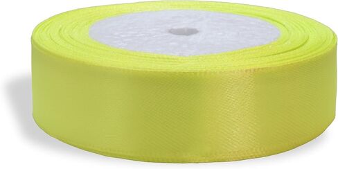 الشريط 1 بوصة كهربائية أصفر نيون أشرطة صفراء للحرف اليدوية هدية الشريط ضوء الجير الساتان لفة الشريط الصلبة 1 في × 25 ياردة in Kuwait