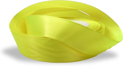 الشريط 1 بوصة كهربائية أصفر نيون أشرطة صفراء للحرف اليدوية هدية الشريط ضوء الجير الساتان لفة الشريط الصلبة 1 في × 25 ياردة in Kuwait