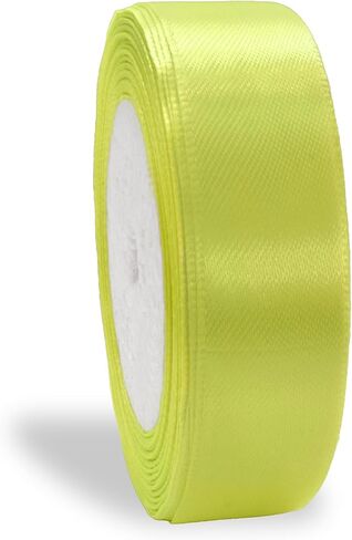 الشريط 1 بوصة كهربائية أصفر نيون أشرطة صفراء للحرف اليدوية هدية الشريط ضوء الجير الساتان لفة الشريط الصلبة 1 في × 25 ياردة in Kuwait