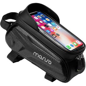 MOSISO Bike Bag Phone Front Frame Bag, Waterproof EVA Bike Handlebar Bag, 1.5L Bicycle Bag Bike Top Tube Phone Holder Mount Case Cycling Storage Pouch Compatible with Cell Phone under 6.5 inch, Black