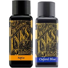 Diamine Fountain Pen Ink 30ml - 2 x Bottles - Sepia & Oxford Blue