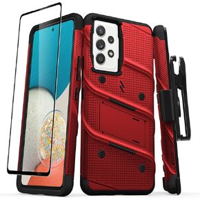 ZIZO Bolt Bundle for Galaxy A53 5G Case with Screen Protector Kickstand Holster Lanyard - Red