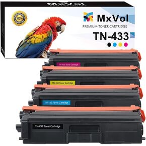 MxVol Compatible TN433 TN431 TN-433 Toner Cartridge Replacement for Brother TN 433 TN-431 MFC-L8900CDW MFC-L8610CDW HL-L8360CDW HL-L8260CDW Printer Toner (TN433BK TN433C TN433M TN433Y, 4-Pack)