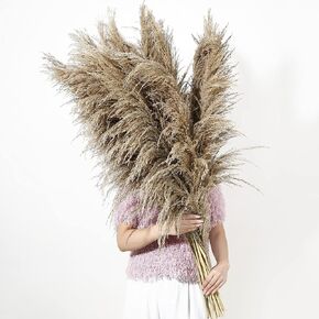 12 Stems 46 inch Tall Pampas Grass Decor - Large Fluffy Dried Pompas Grass for Floor Vase - Rustic Wedding, Baby Shower, Party, Farmhouse, Boho Home Decor…