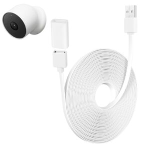 2Pack 26ft/8m USB Extension Cable Compatible with Google Nest Cam Outdoor or Indoor, Battery, Weatherproof Outdoor Power Cable Continuously Charging Your Nest Camera, Flat Power Cord - White…