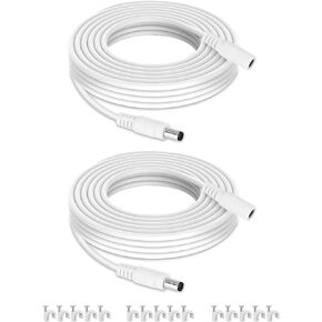 [2-Pack 3.3FT 18WAG] VOLTKARE 12V DC Power Extension Cable, 5.5x2.1mm Male to Female Plugs, for LED Strips, CCTV Security Cameras, 5-36V Power Supplies（10 Nail-in Cable Clips
