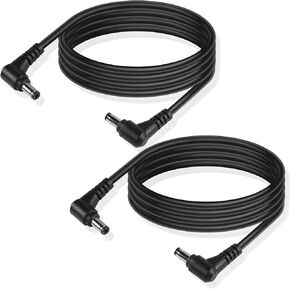 GINTOOYUN DC ذكر إلى ذكر كابل تمديد الطاقة 18AWG 90 درجة الزاوية اليمنى DC 5.5 مم × 2.1 مم سلك محول الطاقة ذكر لشريط Lihgt، CCTV، السيارة، الشاشات، إلخ (قطعتان) (2 متر)