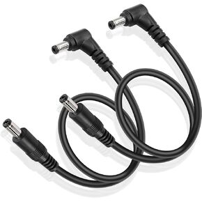 GINTOOYUN DC Male to Male Power Extension Cable 18AWG 90 Degree Right Angle DC 5.5MM x 2.1MM Male Plug Power Adapter Cord for Strip Lihgt,CCTV,Car,Monitors,etc(2 Pcs) (2m)