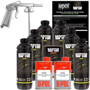 U-POL Raptor Tintable Urethane Spray-On Truck Bed Liner Kit W/Free Spray Gun, 6 Liters