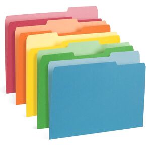 Blue Summit File Folders, Letter Size, 1/3 Tab, Two-Tone Bright Colors – 100 Pack