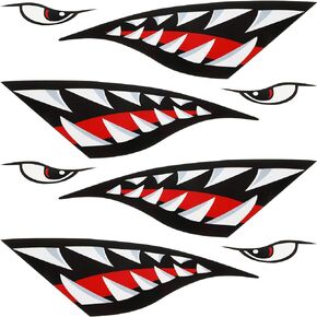 4 Pieces Shark Teeth Mouth Reflective Kayak Stickers Decals Boat Fishing Canoe Graphic Stickers Waterproof Decals for Car Canoe Kayak Fishing Boat Surfboard Ocean Truck Decals Accessories