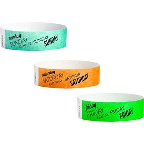 WristCo Saturday Neon Orange Tyvek Wristbands for Events - 500 Count ¾" x 10" - Waterproof Recyclable Comfortable Tear Resistant Paper Bracelets Wrist Bands for Concerts Festivals Admission Party