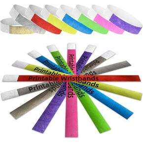 Mr-Label – 800 Ct. ¾" Tyvek Printable Paper Wristbands for Inkjet Printer Only – Waterproof and Tear-Resistant Ticket Bands - ID Arm Bands for Party | Concert | Event | Club VIP| Festival – 8 Colors