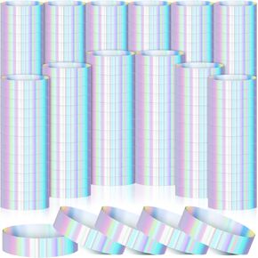 Ctosree Holographic Plastic Wristbands Paper Wrist Bands Waterproof Wristbands for Events Neon Wristbands for Water Parks Concerts Festivals Party Conferences Security Admission