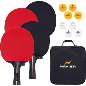 Ping Pong Paddles Set of 4 - Premium Quality Table Tennis Rackets with 8 Balls - Bonus Portable Storage Case - Pro Performance Bundle for 4 Players - Top Pick for The Best Indoor & Outdoor Games in Saudi Arabia