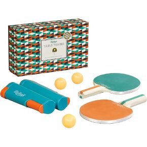Ridley's Portable Travel 6-Piece Table Tennis Set for Adults and Children – Tabletop Ping Pong Kit Makes Any Table a Tennis Court – Easily Attaches to Tables up to 60" Wide