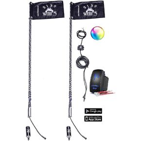 5150 سوط 187 نمط سياط متغير اللون LED يتم التحكم فيه عن طريق البلوتوث - انتقل إلى الموسيقى/الصوت - ساطع للغاية. مجنون قوي مع مفتاح الروك (زوج 2 قدم) in Kuwait