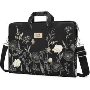 MOSISO Laptop Bag for Women, 15 inch Computer Bag Compatible with MacBook, HP, Dell, Lenovo, Asus, Notebook, 15.6 inch Laptop Messenger Shoulder Bag with Strap, Retro Flower