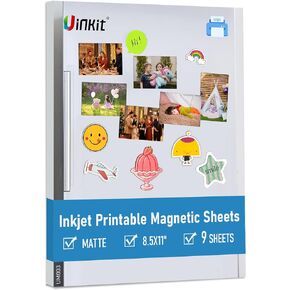 Uinkit 9 Sheets Printable Magnetic sheets Non Adhesive 13.5mil 8.5 x 11 Inches Thick Magnet Matte Paper for Inkjet Printers