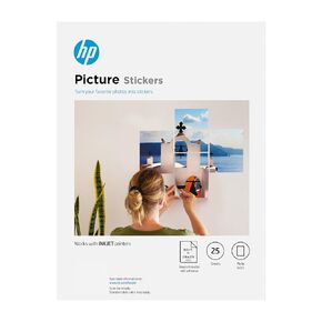 HP Picture Stickers 8.5x11in,25 sheets Self-Adhesive, Easily repositionable, Matte Photo Stickers. Print, Peel & Stick All Inkjet printers and craft cutters. (8L1U9A)