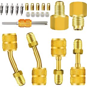R410A Adapter for Mini Split System Air Conditioner HVAC 5/16" Female to 1/4" Male Flare, R134A Refrigerant Tank Adapter to R12 R22 Adapter, Vacuum Pump Adapter 1/4" to 1/2"