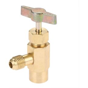 R1234YF Self-Sealing Can Tap with Left Hand Threaded, 1/2’’ to 1/4’’ SAE Dispenser Valve AC Refrigerant Bottle Opener, Fits for R1234YF Automotive Air Conditioning Charging