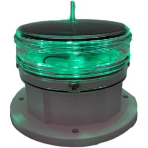 Solar Dock Warning Light 360 Degree - Super Bright Waterproof LED Light for Marine Applications - Constant On or Flashing (GREEN)