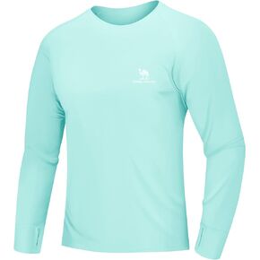 Mens Sun Protection Shirts UV SPF UPF 50+ Long Sleeve Rash Guard Fishing Running Swim T-Shirt Quick-Dry Lightweight