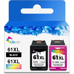 Remanufactured Ink Cartridge Replacement for HP Ink 61 (Black Color 2-Pack) 61XL Combo for HP61 4500 5530 4502 2540 1000 1055 1010 1510 3050 4630 2620 4501 4635 4632 2542 Printer BK Tricolor