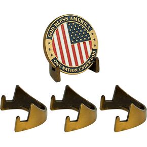 Bronze Challenge Coin Holder, Military Coin Display Stand, Matte Brushed Metallic Finish, Shelf Top Coin Holder for Veterans and Collectors, Token Medallion Holder, 5mm Half Easel Single Coin Stand
