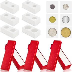 Teling 303 Pieces Coin Collecting Supplies 3 Pcs 2 x 2 Inch Coin Storage Boxes 300 Pcs Cardboard Specie Flips Mega Assortment Specie Holder Box(Red)
