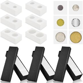 Teling 303 Pieces Coin Collecting Supplies 3 Pcs 2 x 2 Inch Coin Storage Boxes 300 Pcs Cardboard Specie Flips Mega Assortment Specie Holder Box(Red)