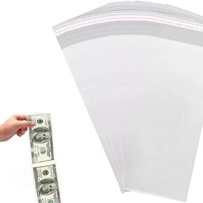 100 PCS Cake Money Box Transparent Bag, Resealable Clear Self Sealing Plastic Gift Bags for Birthday Wedding Party Decoration