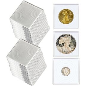 Coin Capsule Coin Snap Holder 2 x 2 Inch Half Dollar Coin Holder, Coin Cases for Collectors Coin Sleeves Collectors for Coin Collection Supplies (Black Foam Gasket, 20)