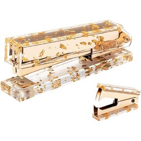 Stylish Acrylic Tape Dispenser with Ruler - Gold Leaf Finish - Enhance Your Office Experience