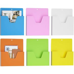 MFTEK Magnetic File Holder 6 Pockets Paper Holder, Hanging File Organizer Magazine Rack Office Supplies Storage for File Cabinets, Whiteboard, Magnetic Mail Letter Holder for Refrigerator