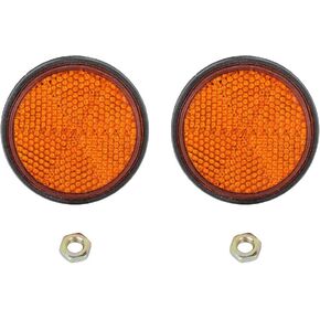 Dweekiy Orange Round Reflector,2 Pcs Round Reflector Universal Motorcycle Bike Red Reflector PMMA Material