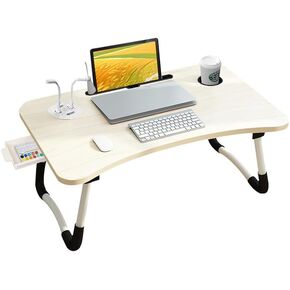 Laptop Table Foldable Lap Desk with 4 USB Charging Ports, Bed Table Tray, Portable Vertical Desk Writing Stand Reading Stand for Bed/Sofa/Work, Reading
