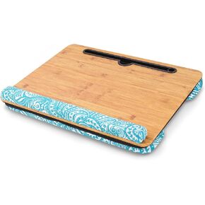 LIZIMANDU Lap Desk,Fits up to 15.6 inch Laptop Bed Table Computer with Soft Pillow and Storage Bag,Gaming Tray and Writing Tray on Bed for Home Office(1-Dark Brown)