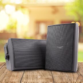 EMB ES402 400 Watts 2-Way 4.0" Outdoor Indoor Speakers with Powerful Bass | Effortless Mounting Swivel Brackets | All Weather Resistance | Expansive Stereo Sound Coverage | Sold in Pairs, Black
