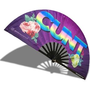 CTT Folding Fan- C U N T - Made with Bamboo and Nylon- Festival Rave EDM Concert Outdoor Activities - Festival Accesorie. (CUNT) in Kuwait
