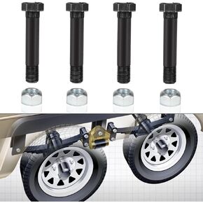 9/16" -18 X 3-1/2" Trailer Leaf Spring Shackle Bolts with Lock Nuts For 2" Wide Slipper or Double Eye Leaf Springs Onto Hanger Bracket Or Equalizers