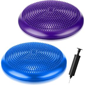 2 Pcs Wobble Cushion Inflated Wiggle Seat for Sensory Kids 13.4 Inch Balance Disc Flexible Seating with Hand Pump for Kids Men Women Classroom Exercise Office Home Chair