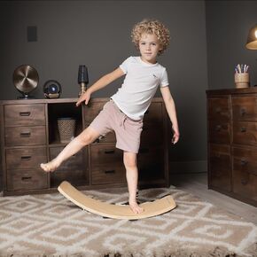 Balance Beam,Wooden Wobble Balance Board,Toddler Balance Beam,Balance Beam for Kids,Montessori Balance Beam Indoor Outdoor Kids Balance Stepping Stones Coordination and Stability Exercise