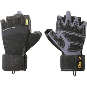 GoFit Diamond-Tac Wrist Wrap Glove - Padded, Flexible, Supportive Fitness Glove and Training CD Black Medium