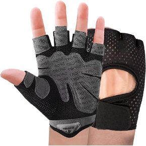 قفازات التمرين للرجال والنساء، قفازات رفع الأثقال لممارسة الرياضة، قفازات الصيد، قفازات ركوب الدراجات بدون أصابع قابلة للتنفس، صالة الألعاب الرياضية، اللياقة البدنية، التدريب، مضادة للانزلاق، مقاس مريح - أسود (L) in Kuwait