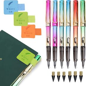 Infinity Pencil Set with 6 Everlasting Inkless Pens, Replaceable Nibs, 3 Holders - Replaces 100 Wooden Pencils