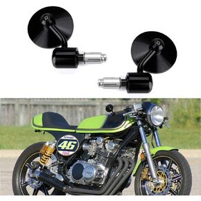 Custom Motorcycle CNC Handle Bar End Rearview Side Mirrors 3"Round 7/8" 22 mm for Honda Yamaha Suzuki Kawasaki Aprilia Benelli BMW Derbi Ducati Gilera KTM (Black)