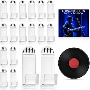 Vinyl Record Wall Mount Display Shelf No Drill,18 Pcs Self Adhesive Clear Acrylic Vinyl Record Album Wall Storage Hangers Holder for Bedroom Living Room Home Office Decoration-Single LP
